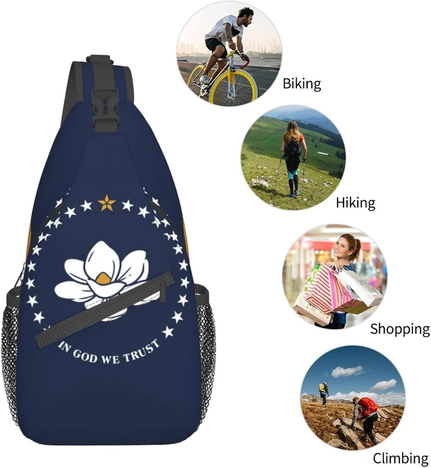 North Carolina State Flag Print Small Backpack Sling Bag For Women Men, Chest Bag Daypack Crossbody For Travel Sport