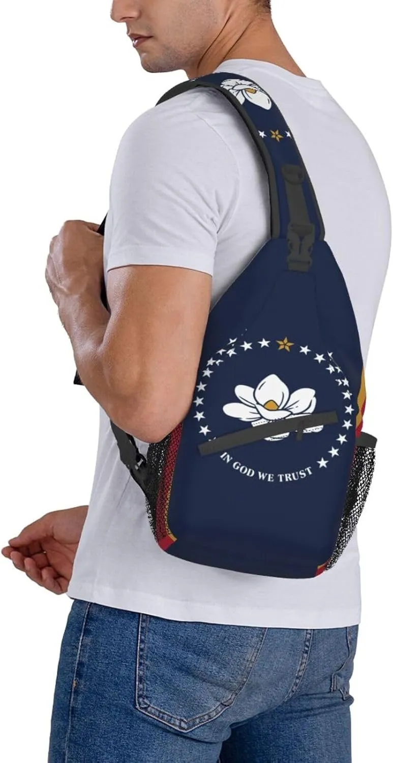 North Carolina State Flag Print Small Backpack Sling Bag For Women Men, Chest Bag Daypack Crossbody For Travel Sport