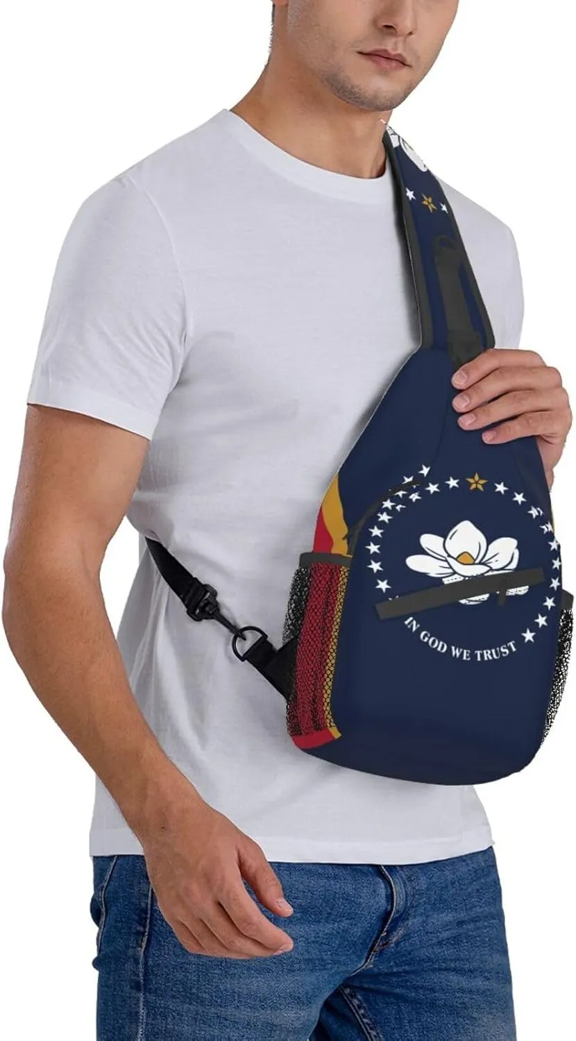 North Carolina State Flag Print Small Backpack Sling Bag For Women Men, Chest Bag Daypack Crossbody For Travel Sport