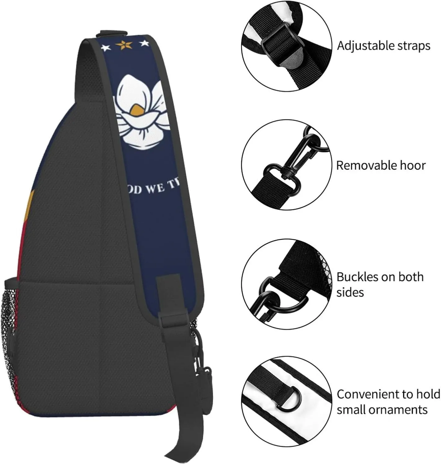 North Carolina State Flag Print Small Backpack Sling Bag For Women Men, Chest Bag Daypack Crossbody For Travel Sport