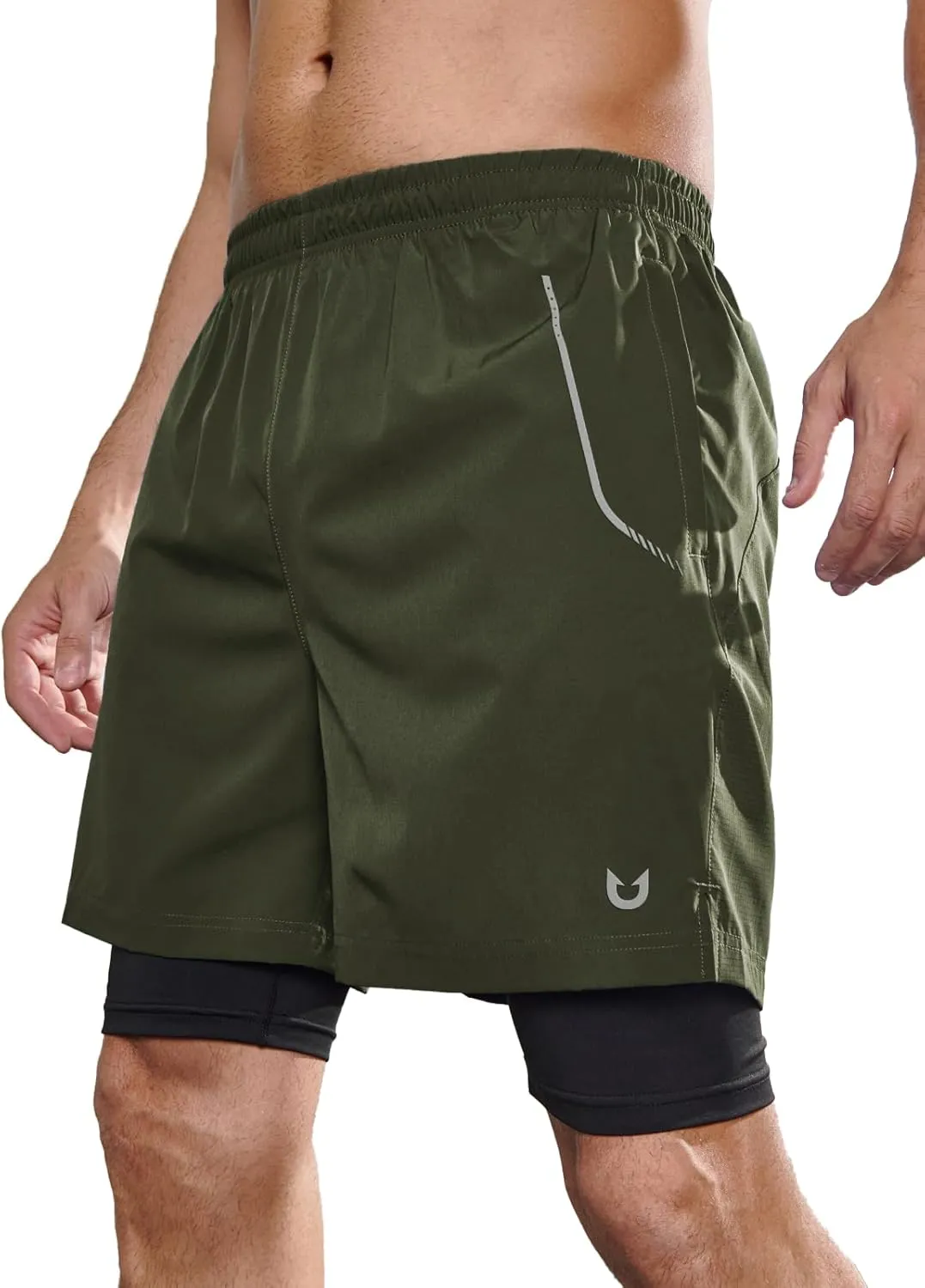 NORTHYARD Men's 2 in 1 Workout Shorts 5" Running Athletic Quick Dry Shorts Gym Sports Basketball Tennis with Phone Pockets