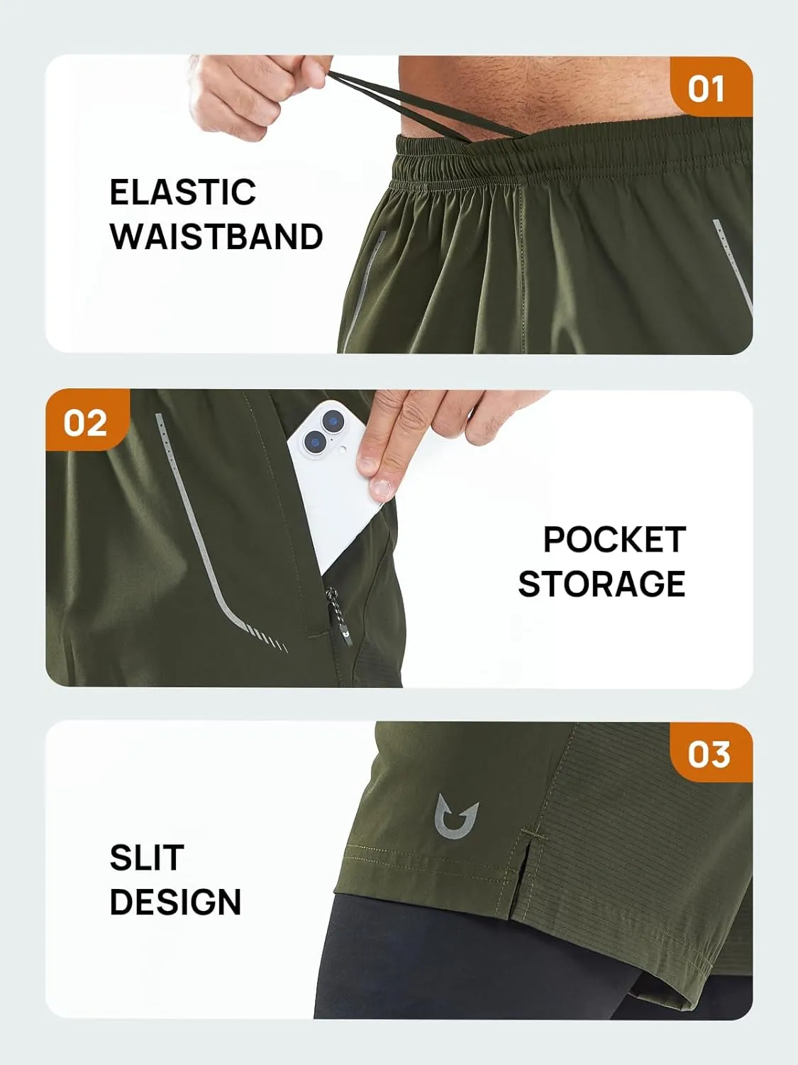 NORTHYARD Men's 2 in 1 Workout Shorts 5" Running Athletic Quick Dry Shorts Gym Sports Basketball Tennis with Phone Pockets