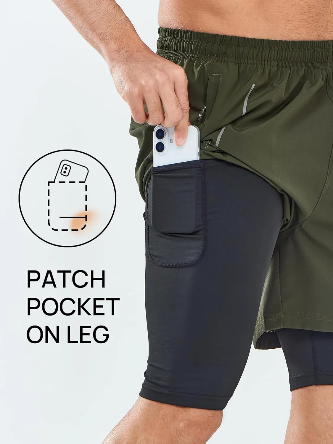 NORTHYARD Men's 2 in 1 Workout Shorts 5" Running Athletic Quick Dry Shorts Gym Sports Basketball Tennis with Phone Pockets