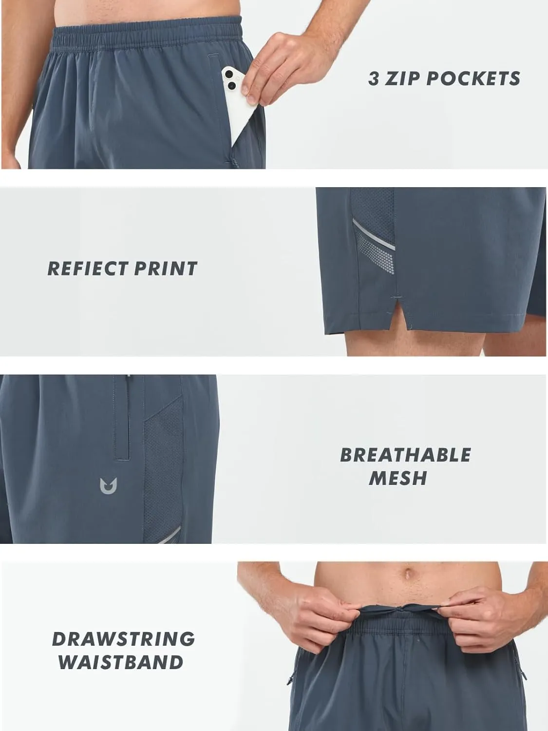 NORTHYARD Men's Athletic Running Shorts 5" Quick Dry Lightweight with Zip Pockets Gym Workout Active