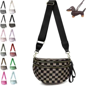 Nuvore Crossbody Bag, 2025 New Nuvore ComfortBag for Women, Spacious Stylish Checkered Bum Bag with Shoulder Strap