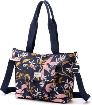 Nylon Tote Bag with Zipper for Women Large Shoulder Bag Top Handle Handbag for Travel Work