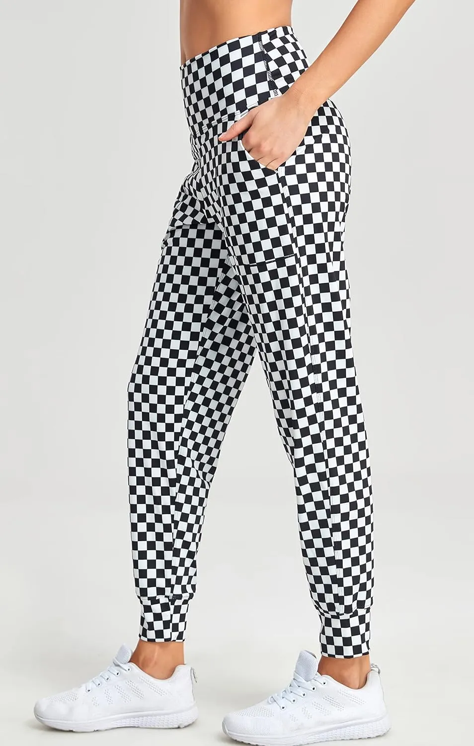Oalka Women's Joggers High Waist Yoga Pockets Sweatpants Sport Workout Pants