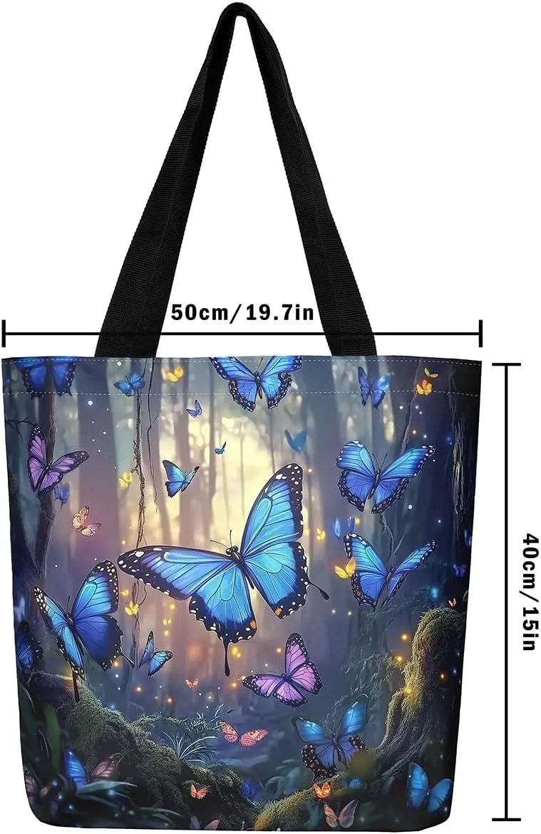 Ocean Starfish Canvas Tote Bag for Women,Nautical Sea Animal Large Shoulder Bag,Coastal Cotton Bags