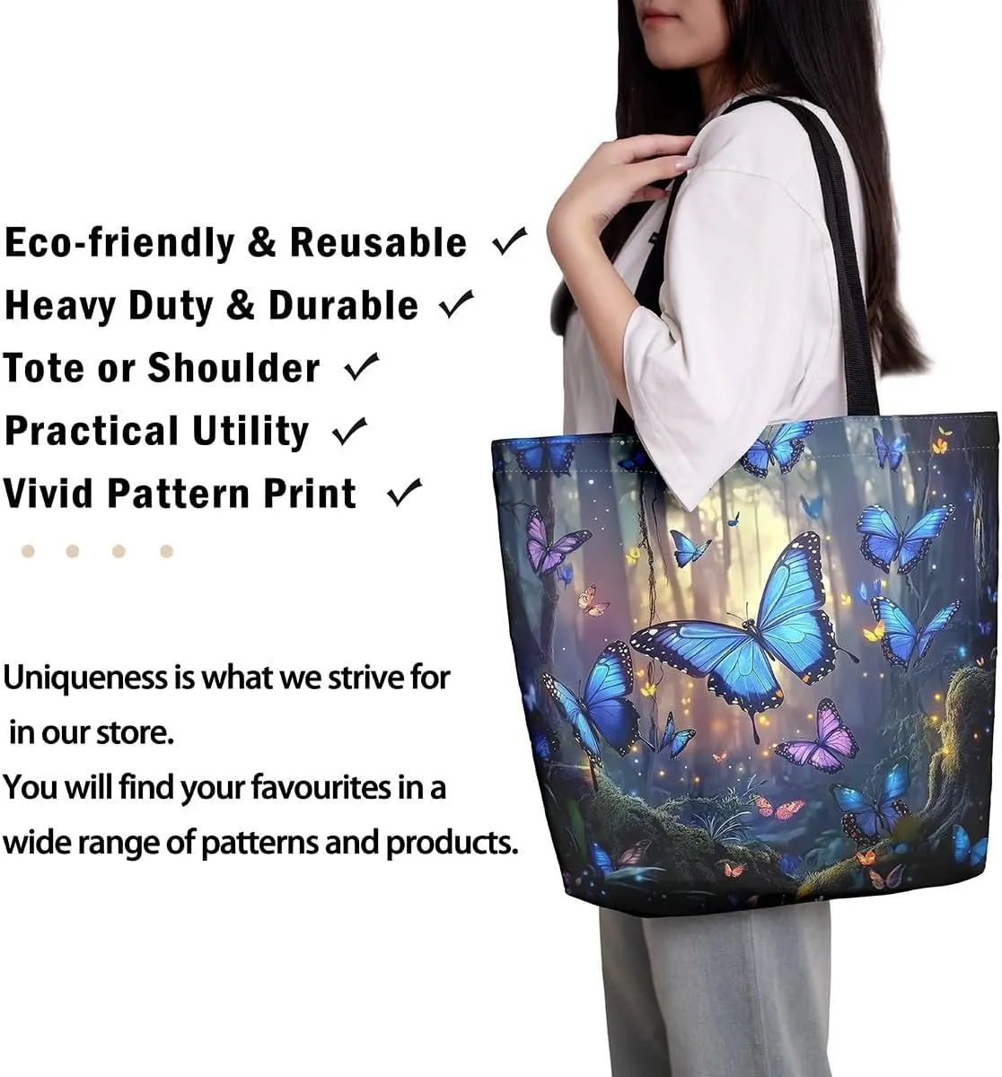 Ocean Starfish Canvas Tote Bag for Women,Nautical Sea Animal Large Shoulder Bag,Coastal Cotton Bags