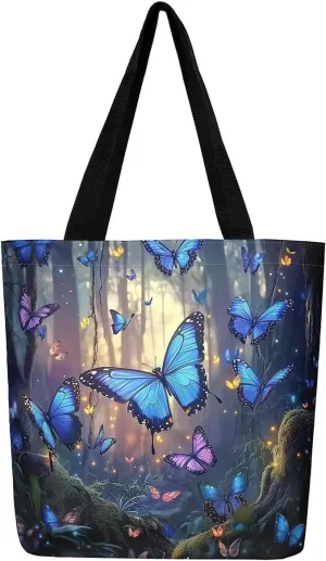 Ocean Starfish Canvas Tote Bag for Women,Nautical Sea Animal Large Shoulder Bag,Coastal Cotton Bags