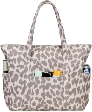 Octsky Roomy Beach Bags for Women - Waterproof Sandproof Beach Tote with Dual Zipper and Wet Pocket - 3 Outside Pockets