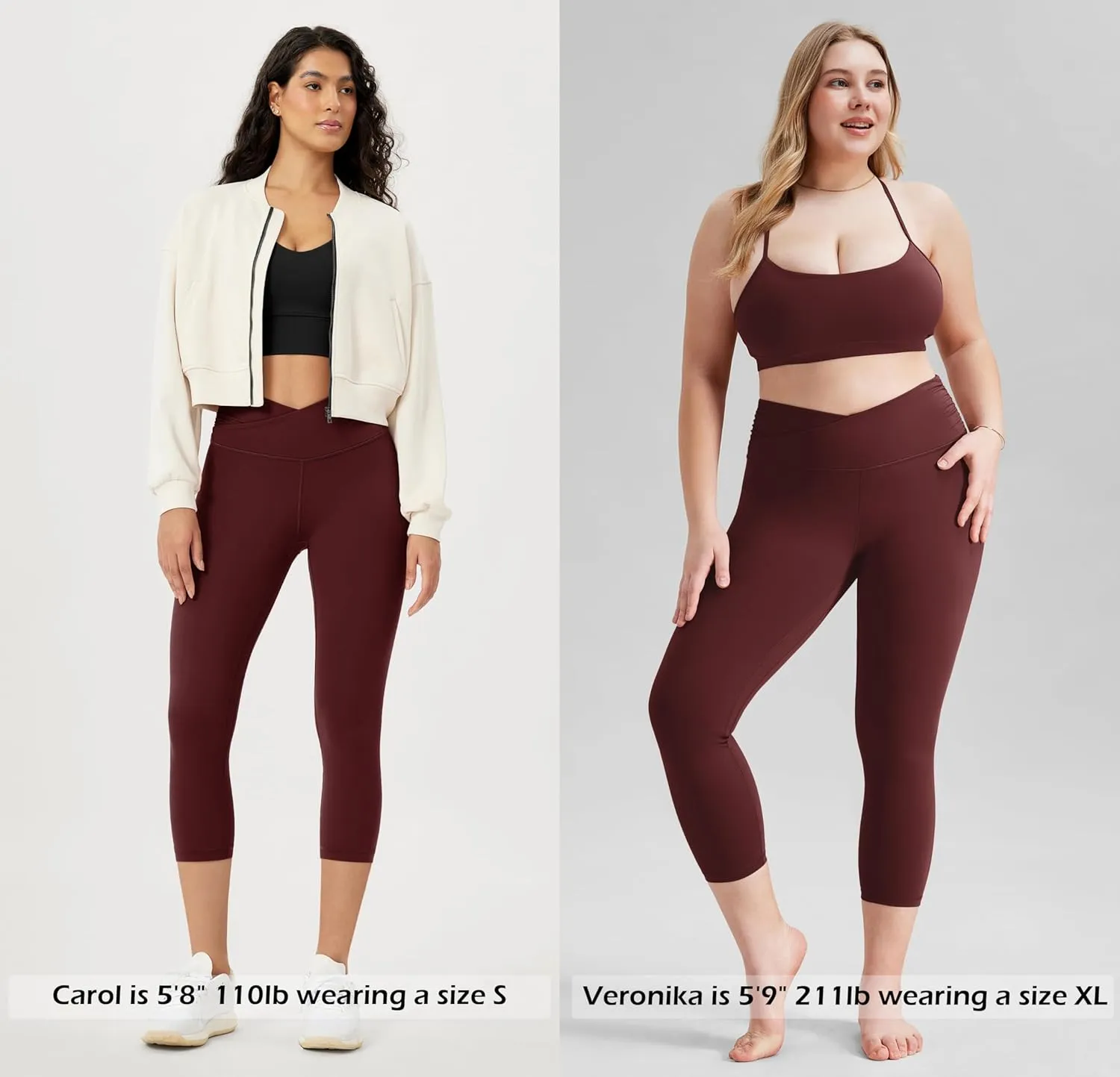 ODODOS Women's Cross Waist Yoga Leggings with Inner Pocket, 23"/25"/28" Gathered Crossover Workout Yoga Pants