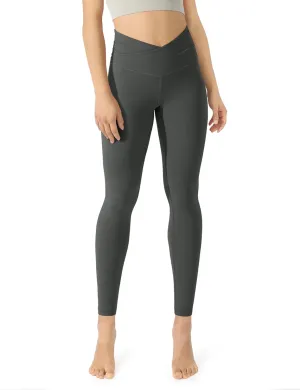 ODODOS Women's Cross Waist Yoga Leggings with Inner Pocket, 23"/25"/28" Gathered Crossover Workout Yoga Pants