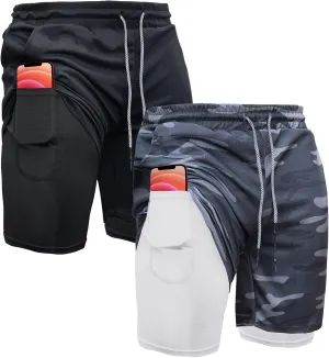 OEBLD Mens Athletic Shorts 2-in-1 Gym Workout Running 7'' Shorts with Towel Loop