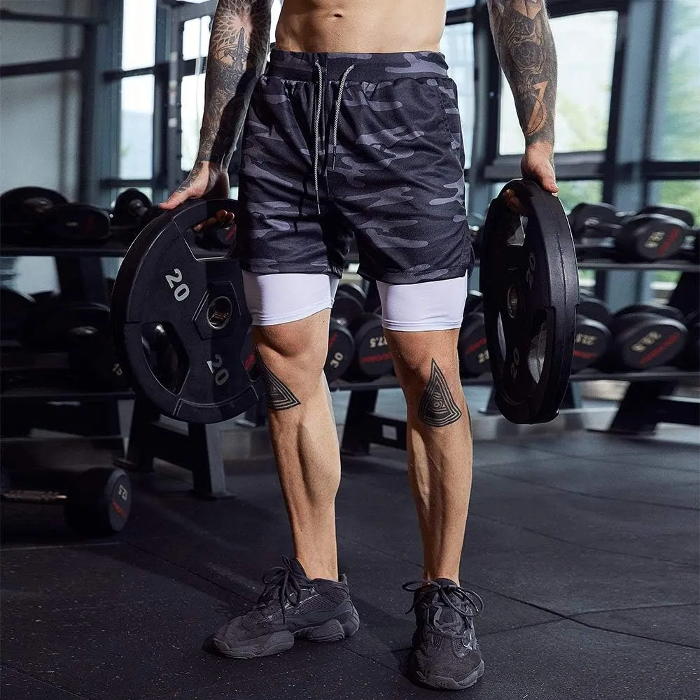 OEBLD Mens Athletic Shorts 2-in-1 Gym Workout Running 7'' Shorts with Towel Loop