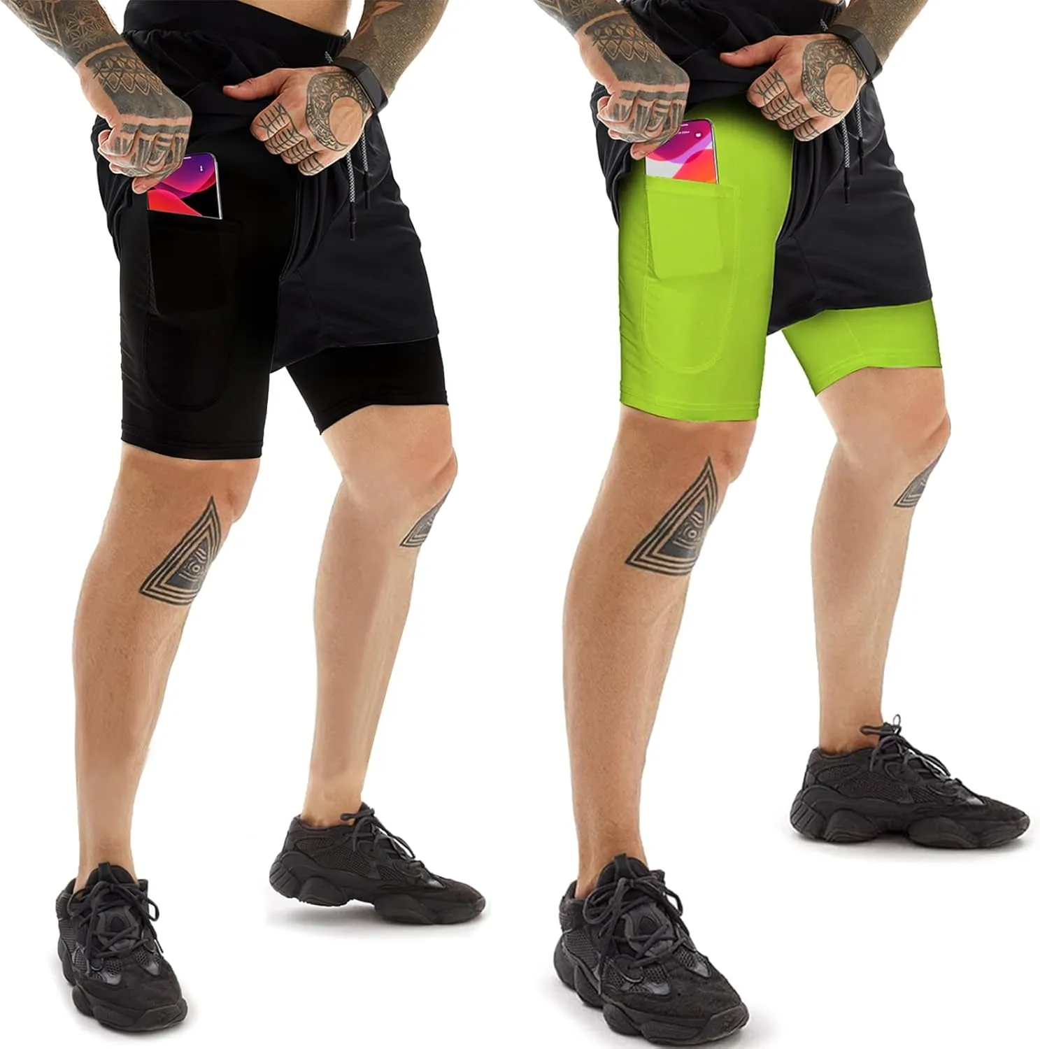 OEBLD Mens Athletic Shorts 2-in-1 Gym Workout Running 7'' Shorts with Towel Loop