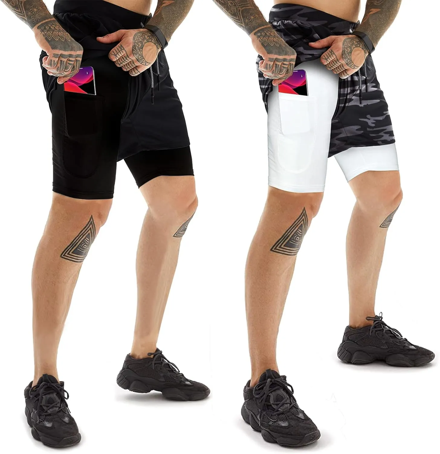 OEBLD Mens Athletic Shorts 2-in-1 Gym Workout Running 7'' Shorts with Towel Loop