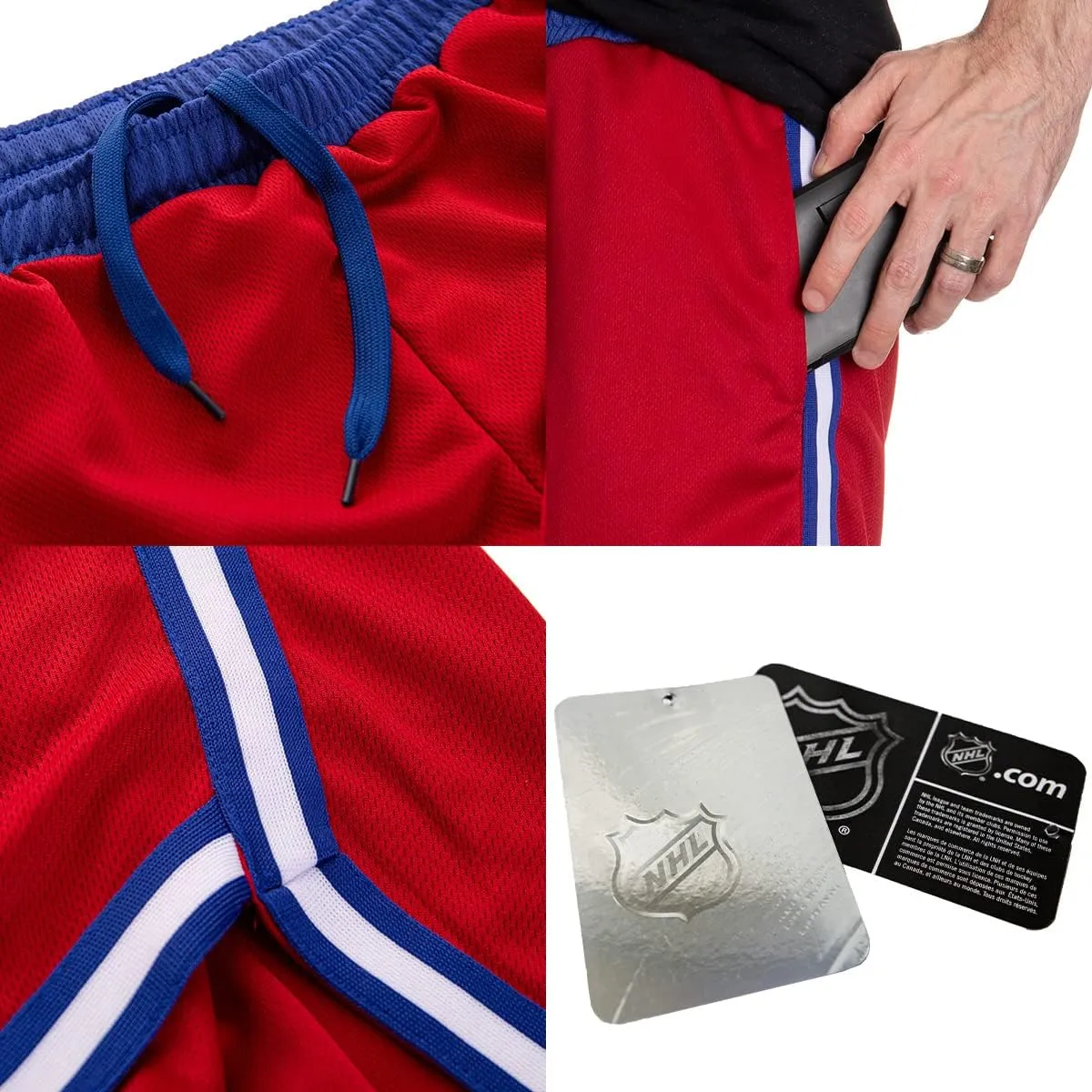Officially Licensed NHL Men's 2 Tone Air Mesh Shorts Lined with Pockets