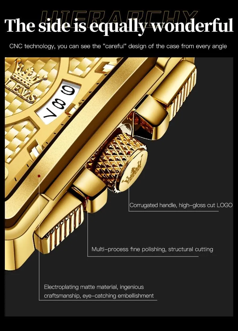 OLEVS Watches for Men Quartz Chronograph Leather Fashion Dress Watch Date Waterproof Luminous Casual Square Business Wrist Watches …