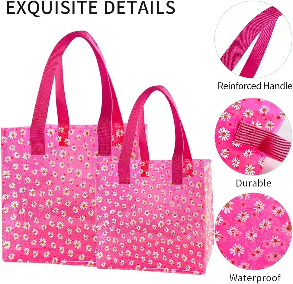 ONEART Daisy Flower PVC Tote Bag, Small Clear PVC Handbag for Beach Vacation Shopping, Waterproof Purse Bag