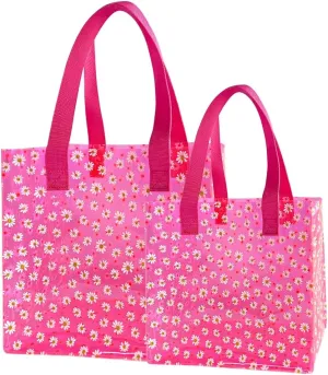ONEART Daisy Flower PVC Tote Bag, Small Clear PVC Handbag for Beach Vacation Shopping, Waterproof Purse Bag