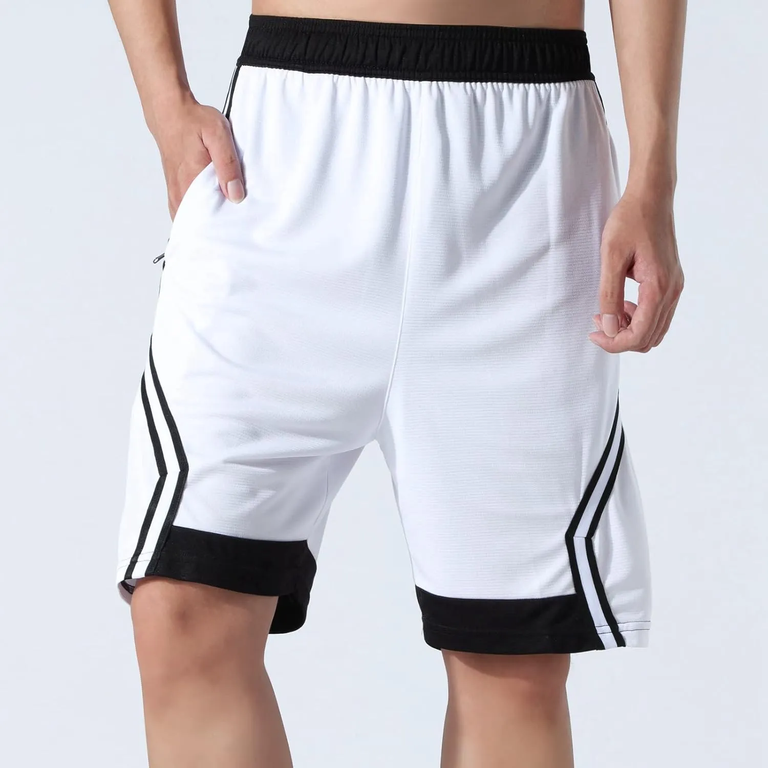 OPALOS 3 Pack Basketball Shorts for Men with Zipper Pockets,Active Athletic Shorts