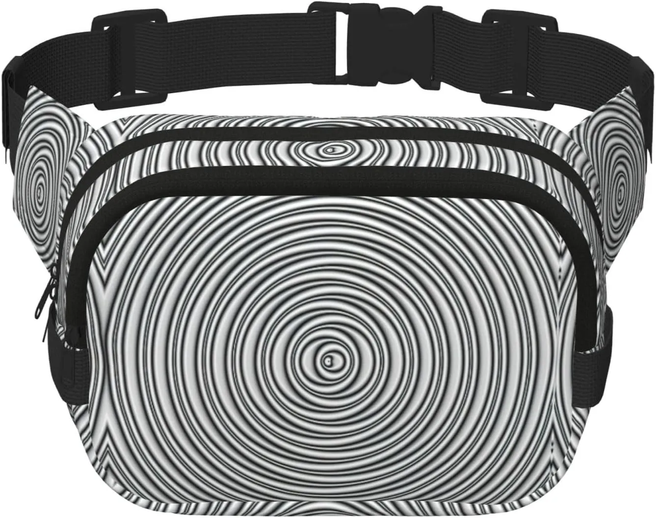 Optical Spin Illusion Print Waist Purse Square Double Layer Waist Bag Unisex Workout Crossbody Designer Bag