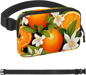 Oranges and Flowers-619 Crossbody Fanny Pack for Men&Women,Belt Bag for Travel Casual Walking Running Hiking Cycling