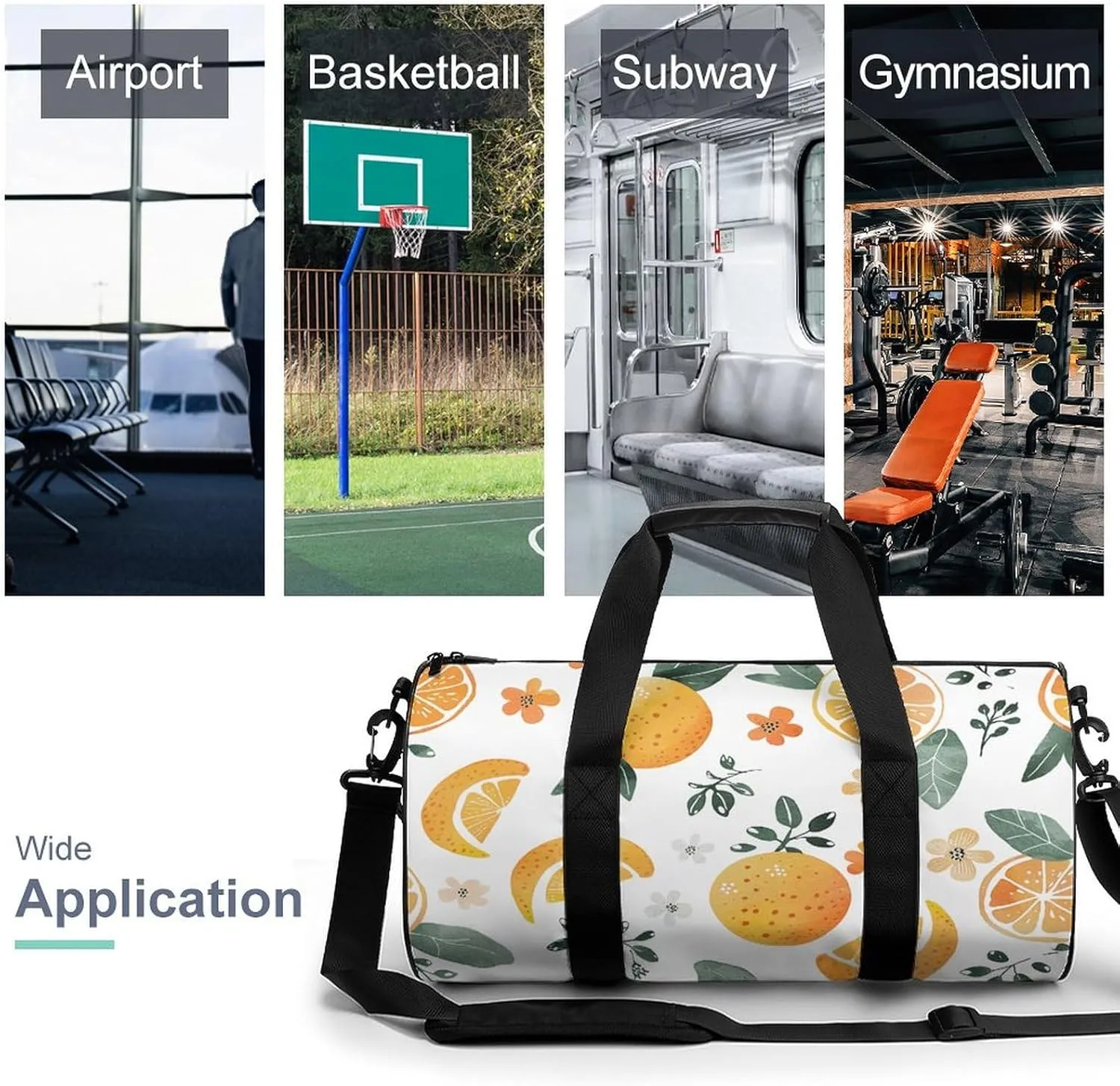 Oranges And Lemons Gym Bag Small Travel Duffle Bag with Compartment Carry On Weekender Bag for Women Men