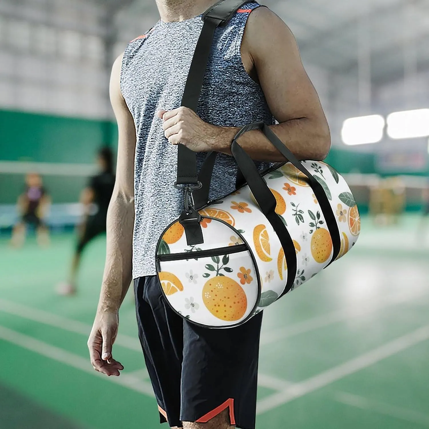 Oranges And Lemons Gym Bag Small Travel Duffle Bag with Compartment Carry On Weekender Bag for Women Men