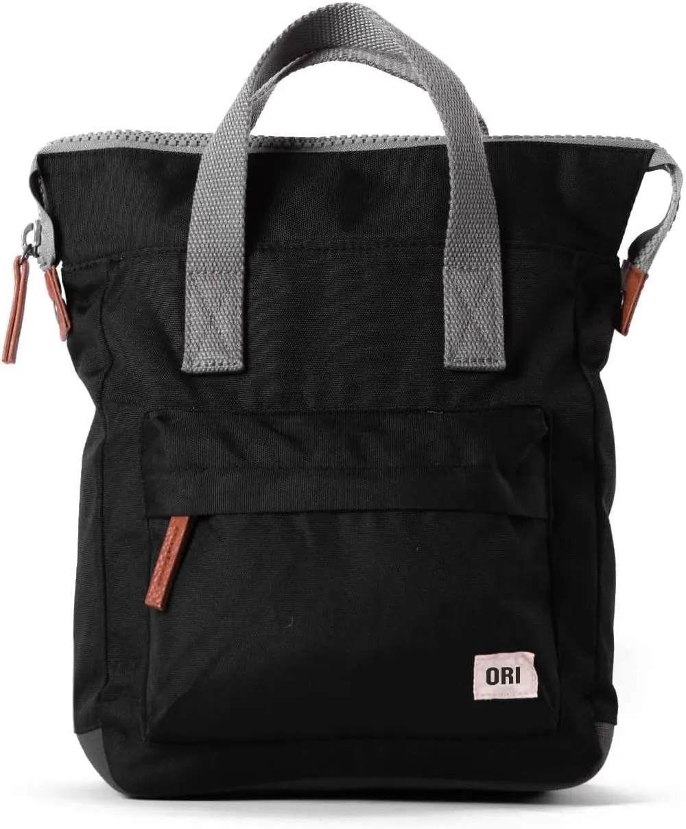 ORI LONDON Small Tote Bag Backpack - Nylon Tote Backpack for Women & Men - Wide Mouth, Chunky Zippers - The Bantry, Ash