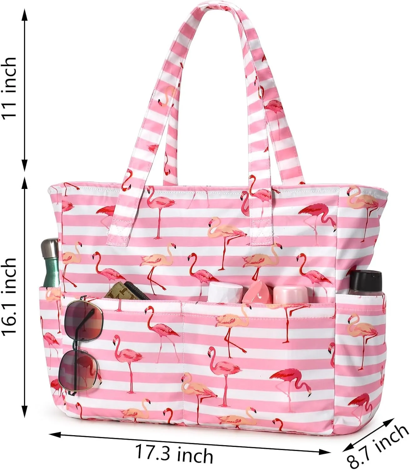 oscaurt Beach Bags for Women Large Waterproof Sandproof Beach Tote Swim Pool Bag with Zipper for Travel Vacation Essentials