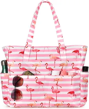 oscaurt Beach Bags for Women Large Waterproof Sandproof Beach Tote Swim Pool Bag with Zipper for Travel Vacation Essentials