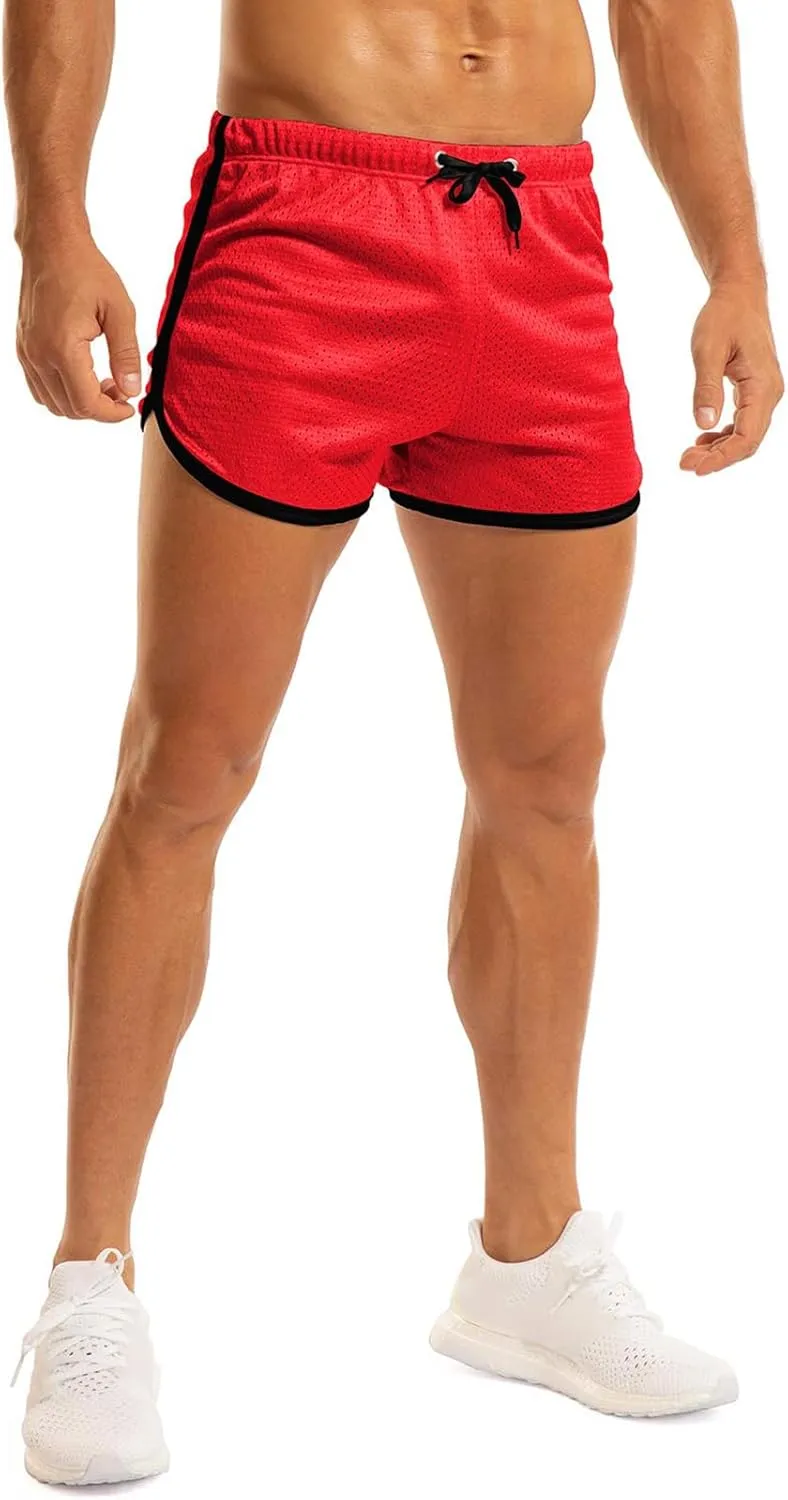 Ouber Men's Fitted Shorts Bodybuilding Workout Gym Running Tight Lifting Shorts