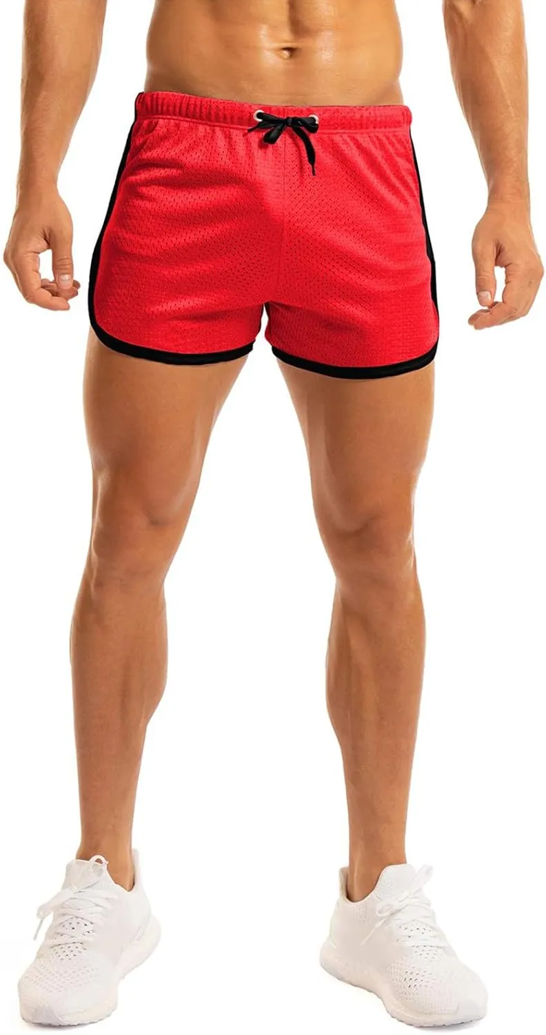 Ouber Men's Fitted Shorts Bodybuilding Workout Gym Running Tight Lifting Shorts