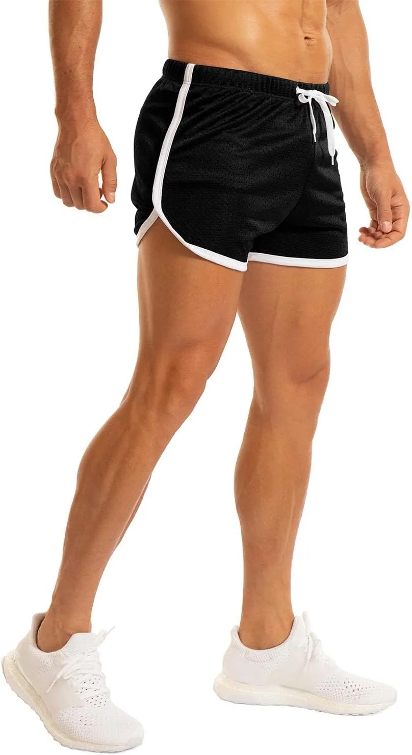 Ouber Men's Fitted Shorts Bodybuilding Workout Gym Running Tight Lifting Shorts
