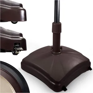 Outdoor Umbrella Stand w/ Easy Rolling Base (up to 125lb) Heavy Duty Universal Design for Weighted Commercial Patio & Deck Big Mobile Sun Shade w/ Hidden Wheels | Bronze, Black, Sandstone