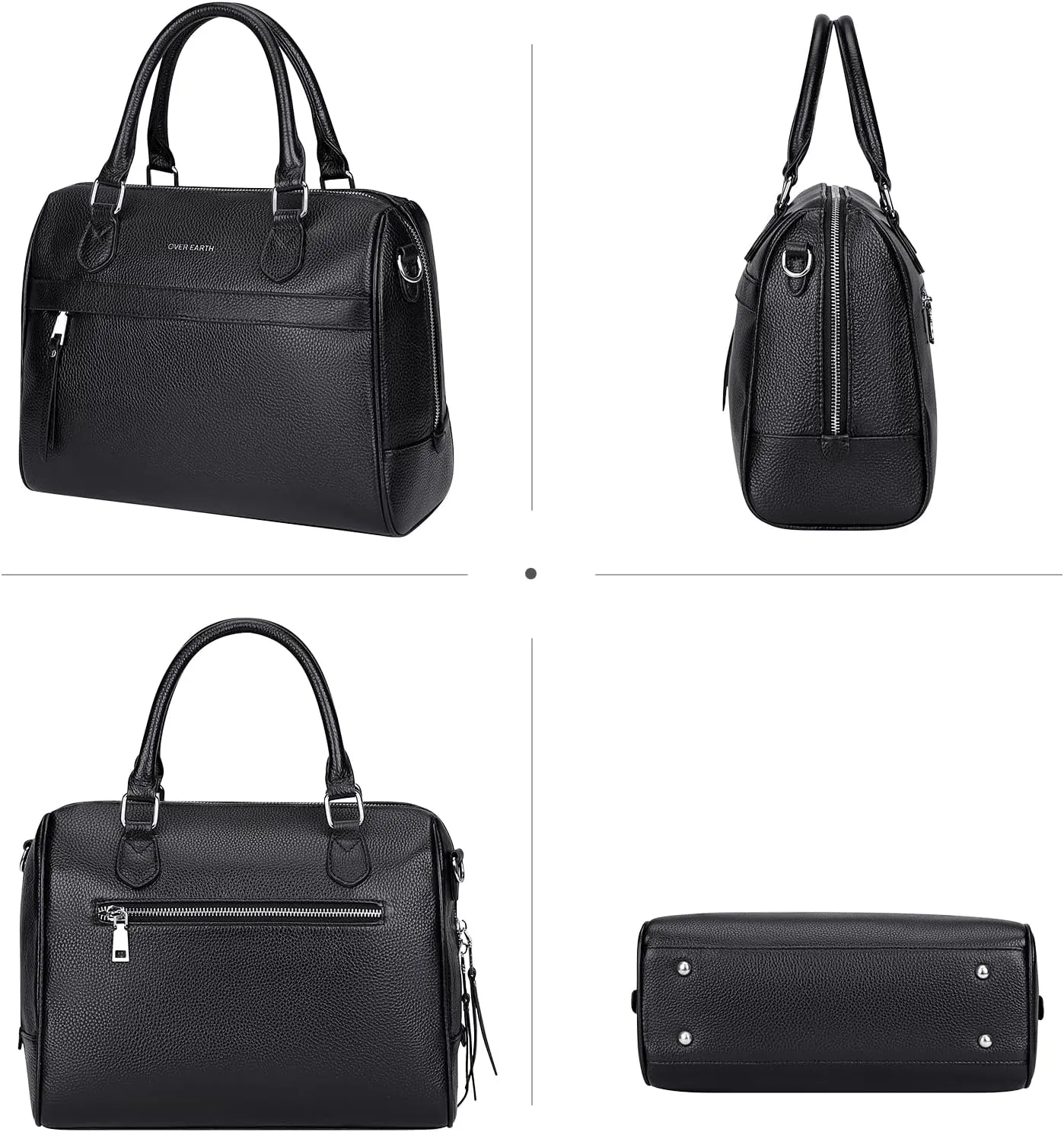 Over Earth Genuine Leather Satchel Top-Handle Handbags for Women Ladies Crossbody Bag