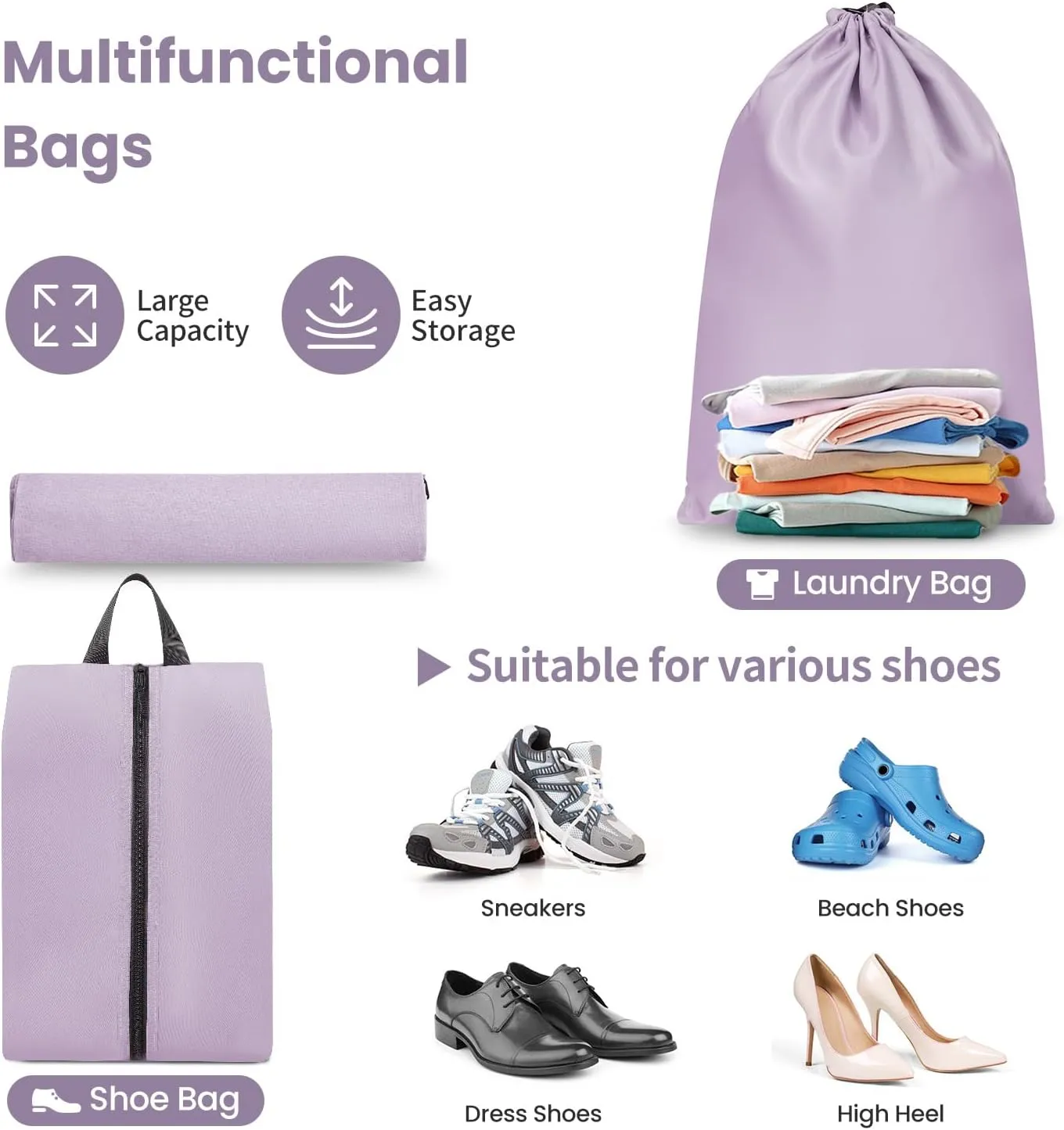 Packing Cubes for Travel | 10 Set Purple|Durable Luggage Organizer 4 Size(Extra Large, Large, Medium, Small),Comprehensive Cubes for Toiletry,Underwear, Shoe,Travel Essentials,Efficient Women Gifts