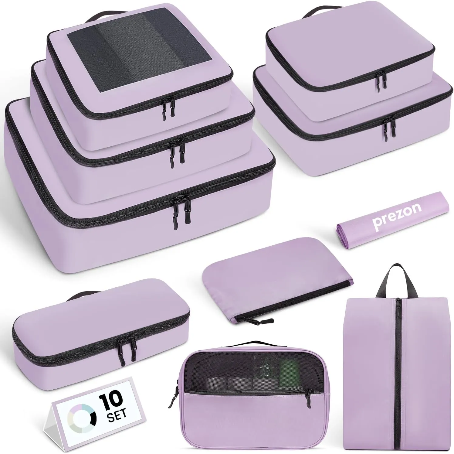Packing Cubes for Travel | 10 Set Purple|Durable Luggage Organizer 4 Size(Extra Large, Large, Medium, Small),Comprehensive Cubes for Toiletry,Underwear, Shoe,Travel Essentials,Efficient Women Gifts