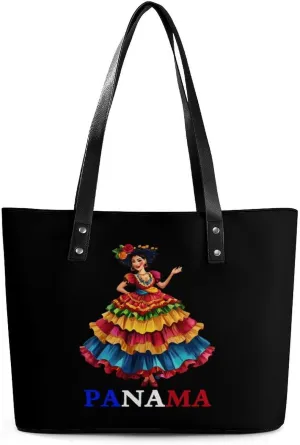 Panamanian Heritage And Pride Women's Handbag Leather Tote Bag Shoulder Bag Causal Purse Shopping Bag