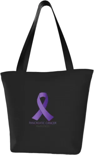 Pancreatic Cancer Awareness Purple Ribbon Women'S Casual One Shoulder Carry Shopping Bag Large Capacity Working Storage Handbag