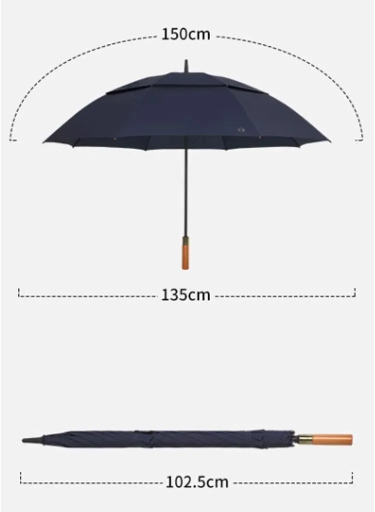 Paraguas 53 Inch Golf Umbrella Large Windproof Umbrella Automatic Open Oversize Rain Umbrella Vented Double Canopy Stick Umbrella for Business Sun and Rain Proof