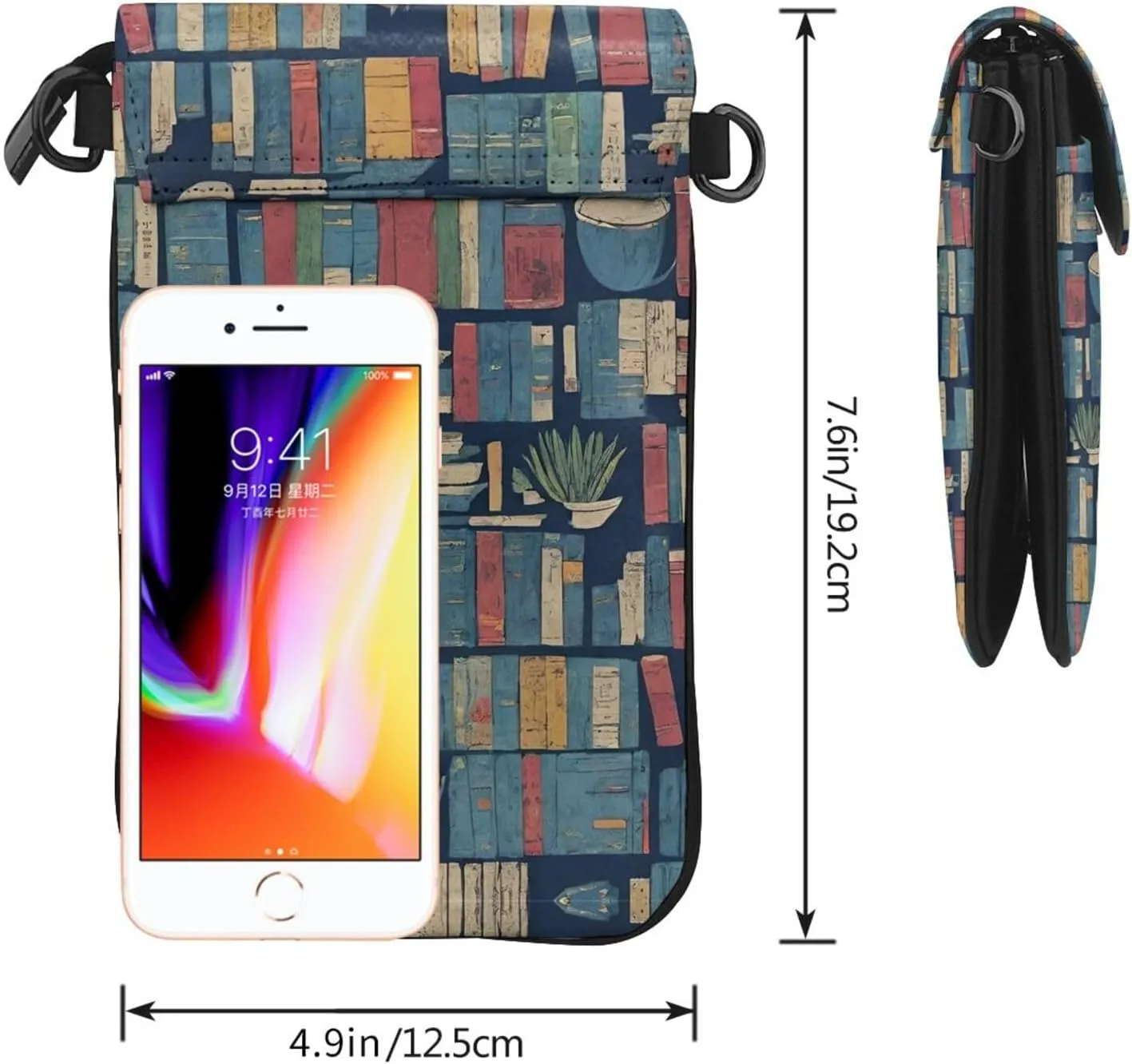 Passport, Credit Card Casual Phone Wallet - Anti-Theft Water Resistant Multifunctional Totebag Book Bookshelf Art Wristlet Convertible Cross Body Bag