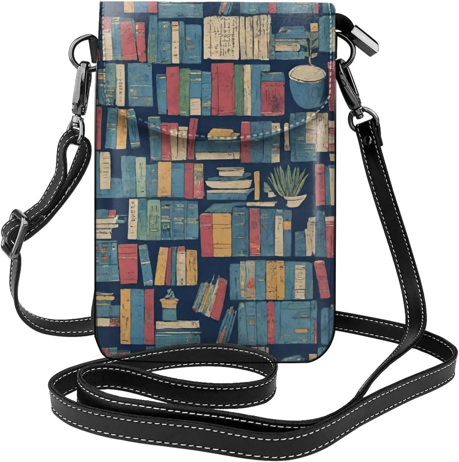 Passport, Credit Card Casual Phone Wallet - Anti-Theft Water Resistant Multifunctional Totebag Book Bookshelf Art Wristlet Convertible Cross Body Bag