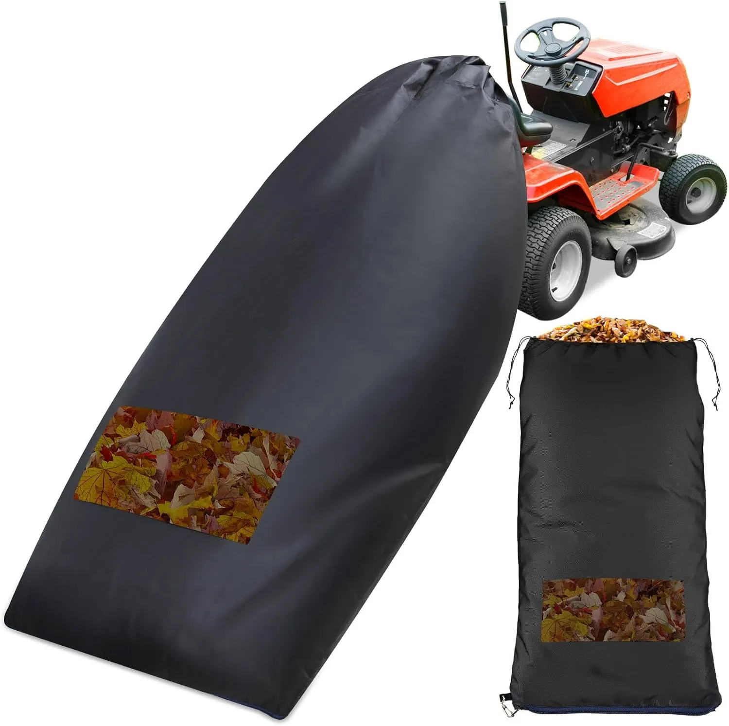 Patelai 2 Pcs Lawn Tractor Leaf Bag Grass Catcher Bag for Riding Lawn Mower, 78.7 x 52 Inch Reusable Large Capacity Leaf Bag with Zipper for Fast Leaf Collection Heavy Duty Material Collection Systems