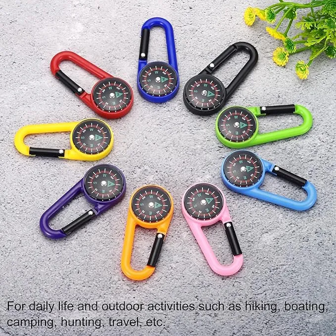 PATIKIL Compass, 5 Pcs Buckle Compass Keychain Waterproof Survival Pocket Compass for Hiking Outdoor Camping, 5 Color
