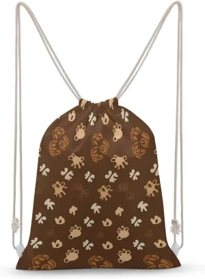 Paw Print And Hut Drawstring Backpack for Women Men Drawstring Bag for Travel Swimming Sports Gym Bag