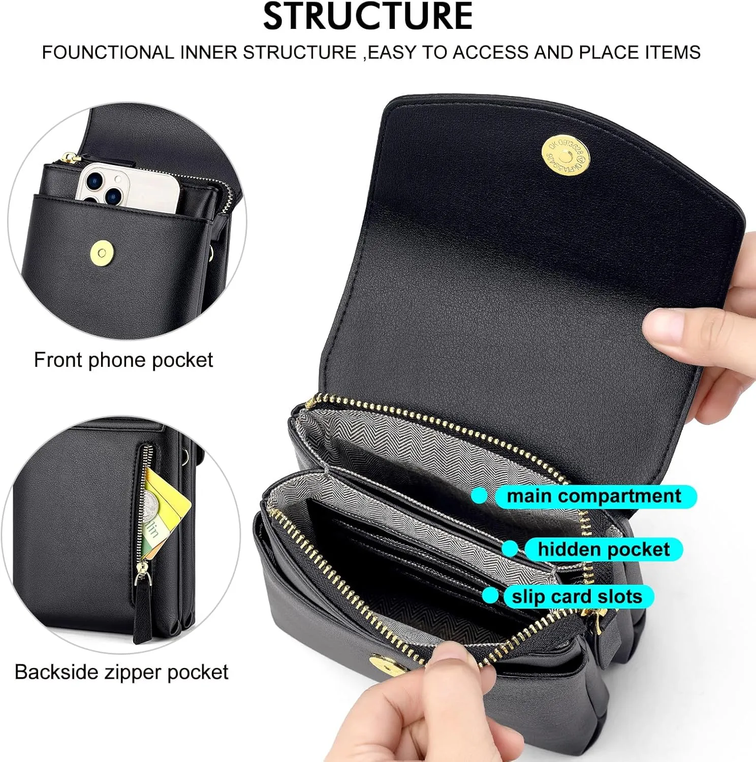 Peacocktion Small Crossbody Bags for Women, Trendy Cell Phone Cross Body Purses with Card Slots
