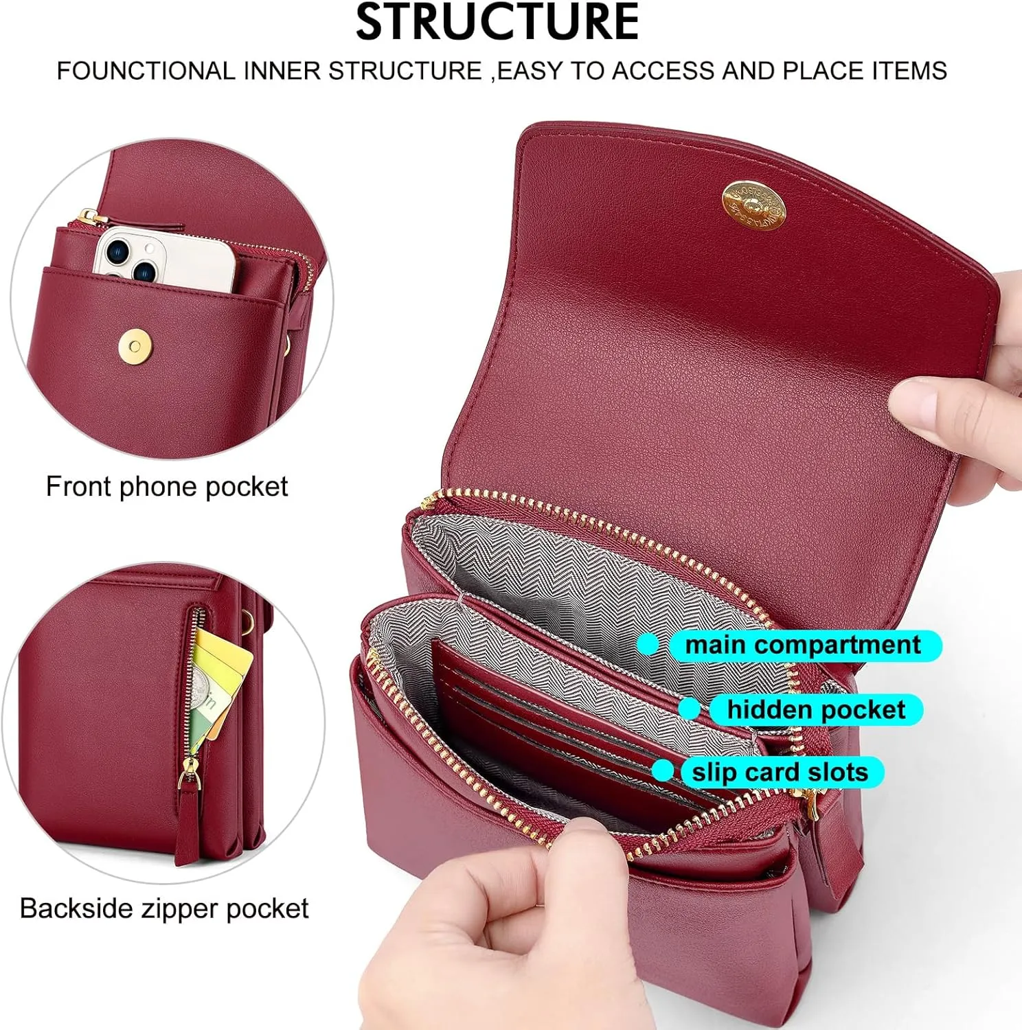 Peacocktion Small Crossbody Bags for Women, Trendy Cell Phone Cross Body Purses with Card Slots